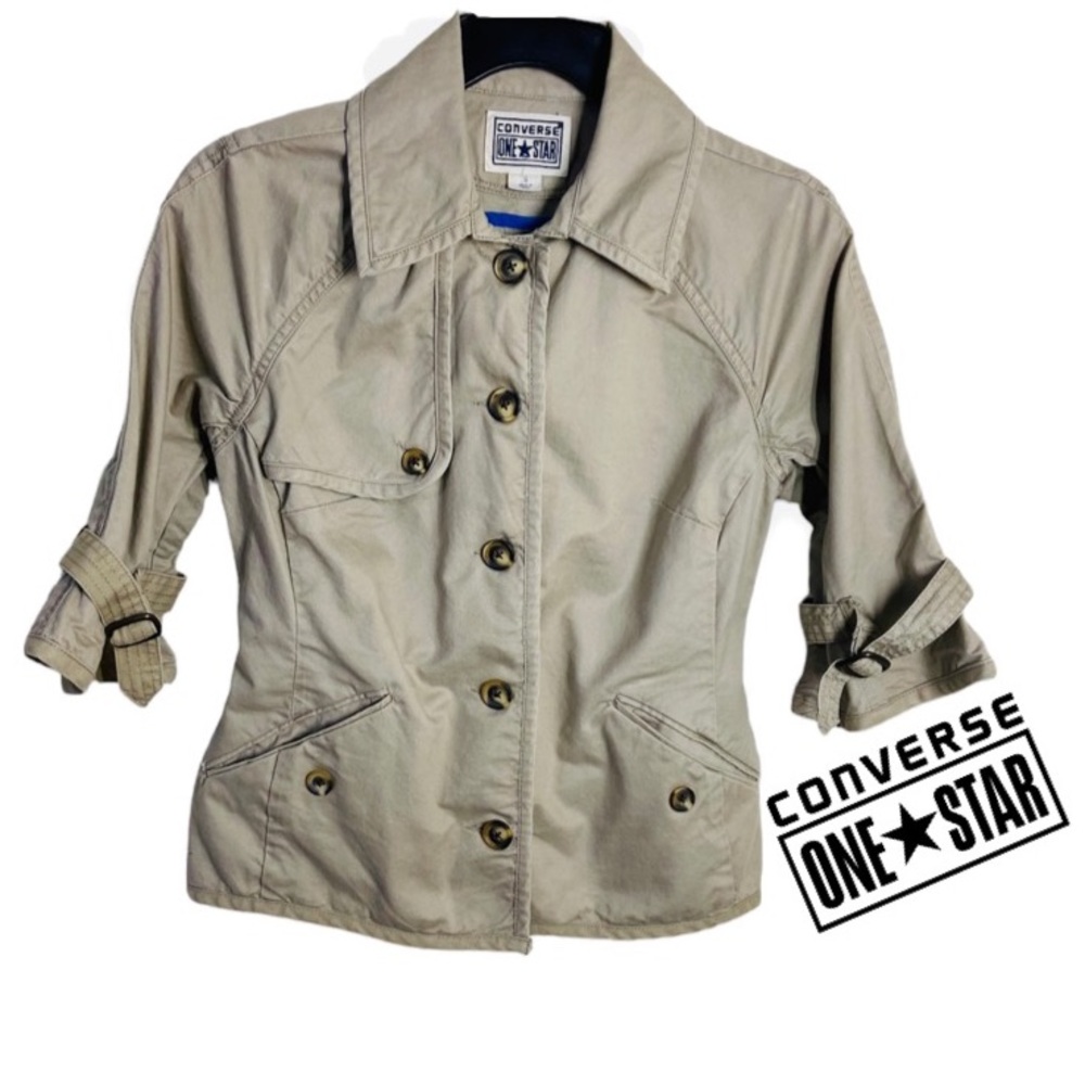 Converse One Star Denim Button Down Jacket Beige … - image 1